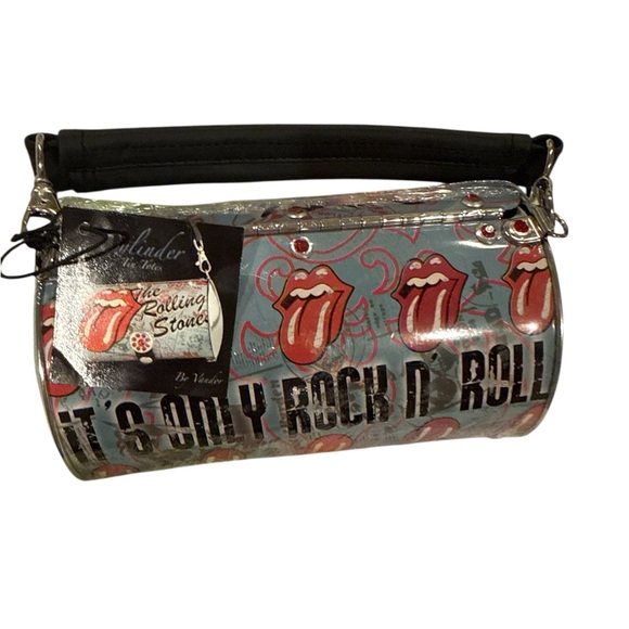 Rolling Stones Art Cylinder Metal Tin Tote (purse), manufactured by Vandor - Picture 2 of 3
